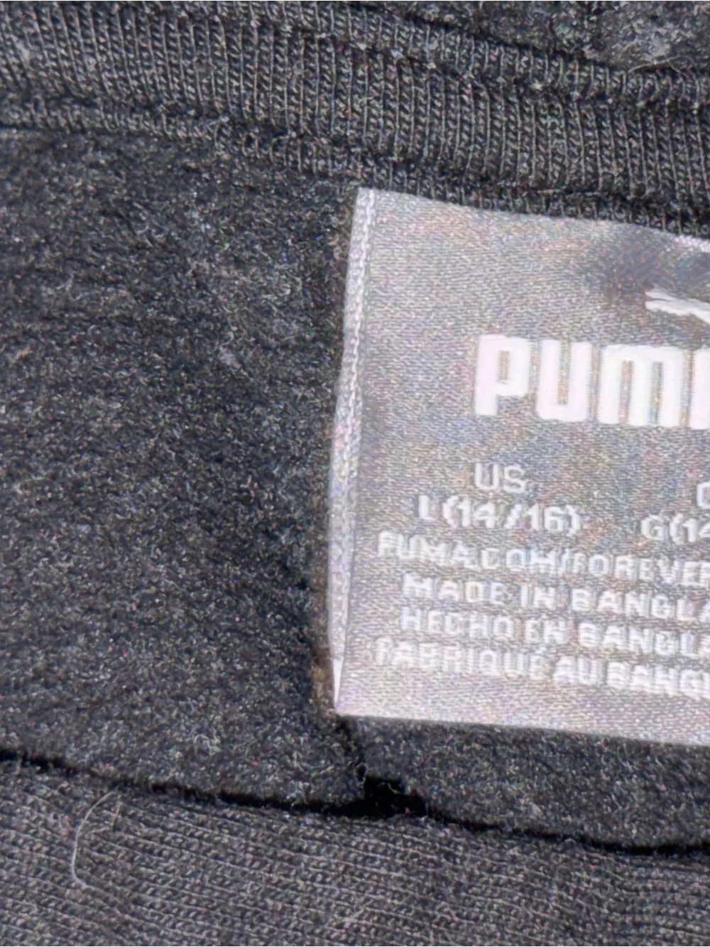 PUMA Black Cream Layered Graphic Sleeve Hoodie L 14/16